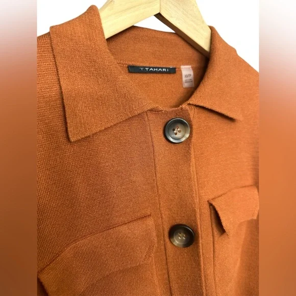 T Tahari Collar Button Front Cardigan - Picture 6 of 6